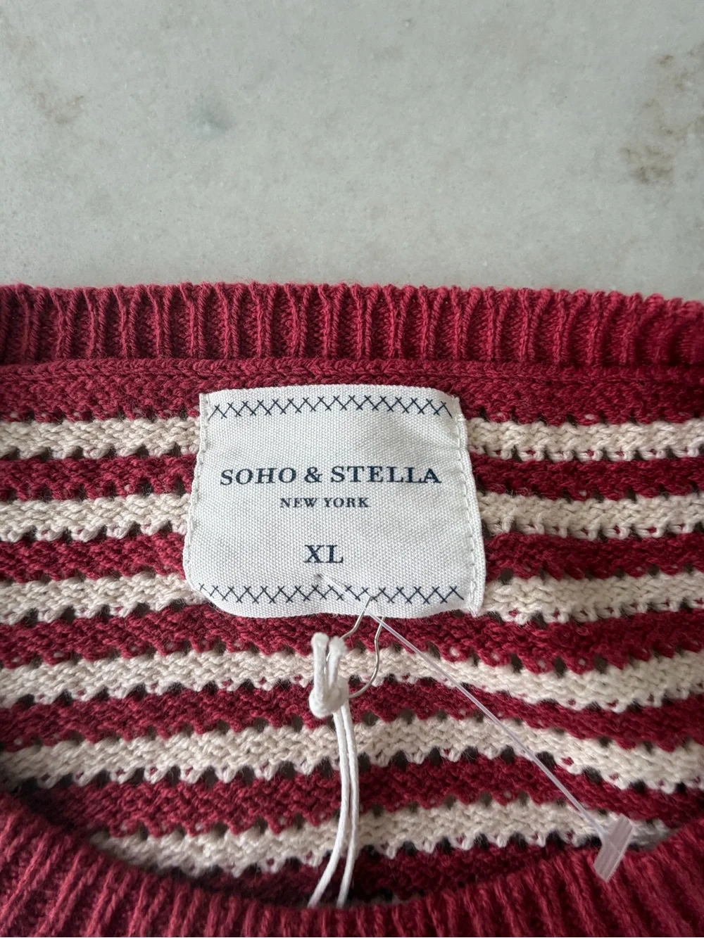 AMERICAN GIRL! Women's Red and Cream Striped flag  Sweater! XL